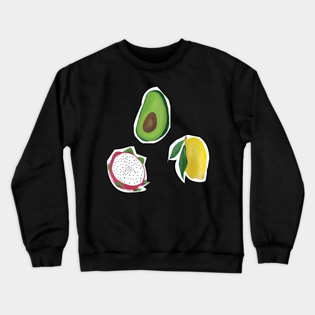 Fruit Stickers-Avocado-Dragon Fruit-Lemon-Trendy Stickers- Waterbottle and Laptop Stickers Crewneck Sweatshirt by Richardsonh25